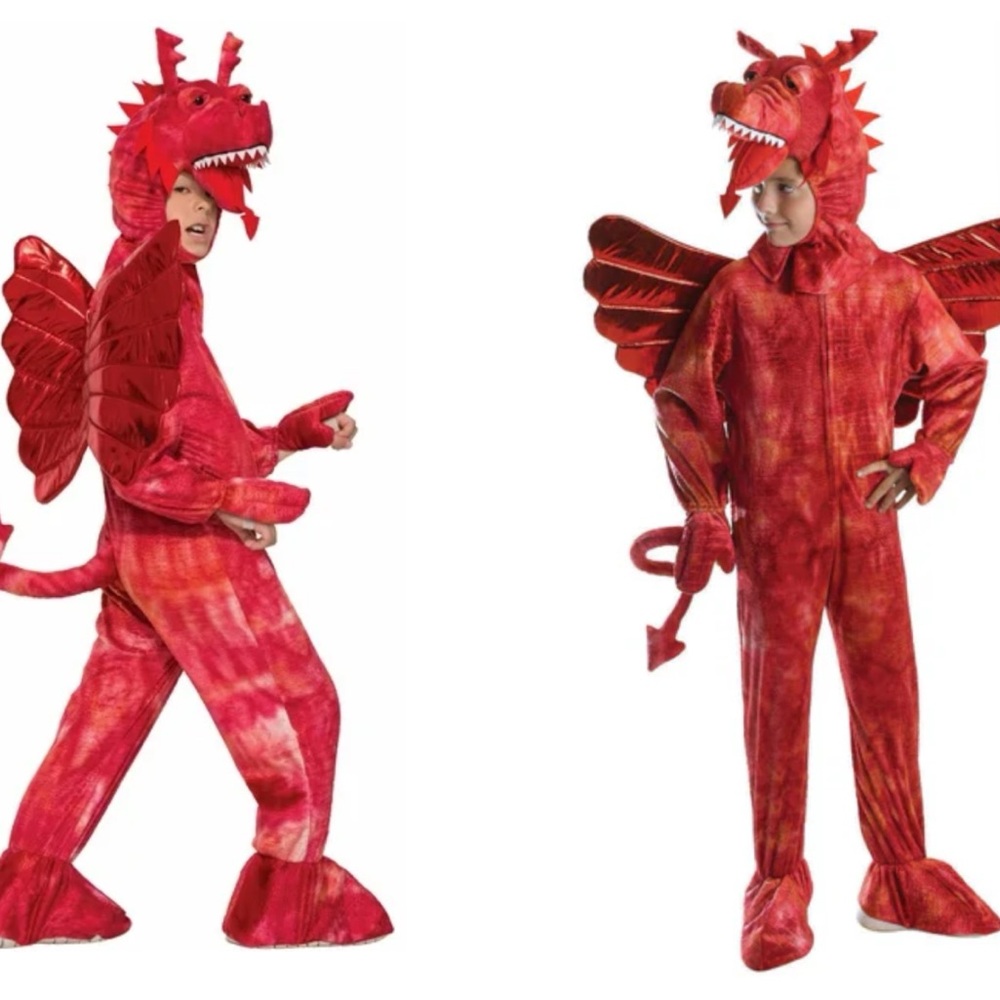 Forum Novelties Plush Red Dragon Costume Dress Up Pretend Play Size M 8-10 2pcs